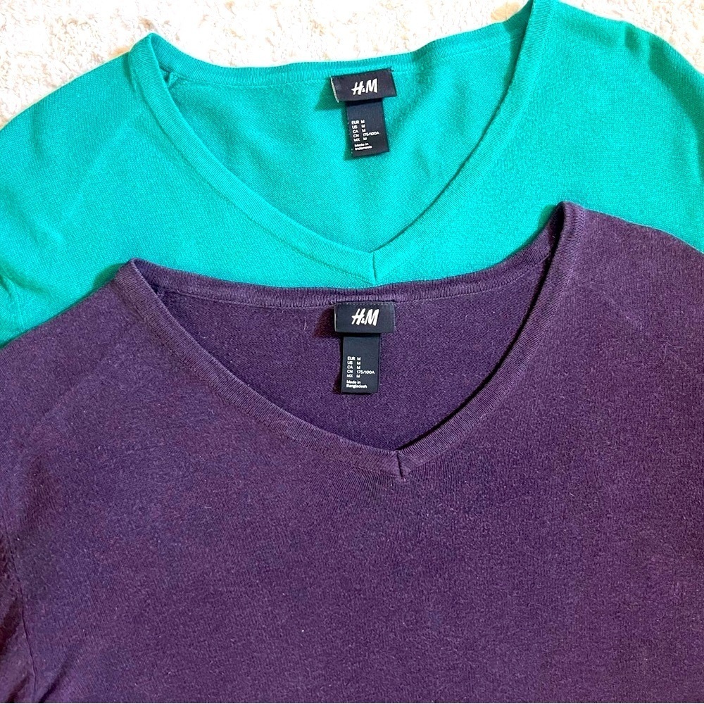 H&M Long Sleeve Tees - Green and Purple